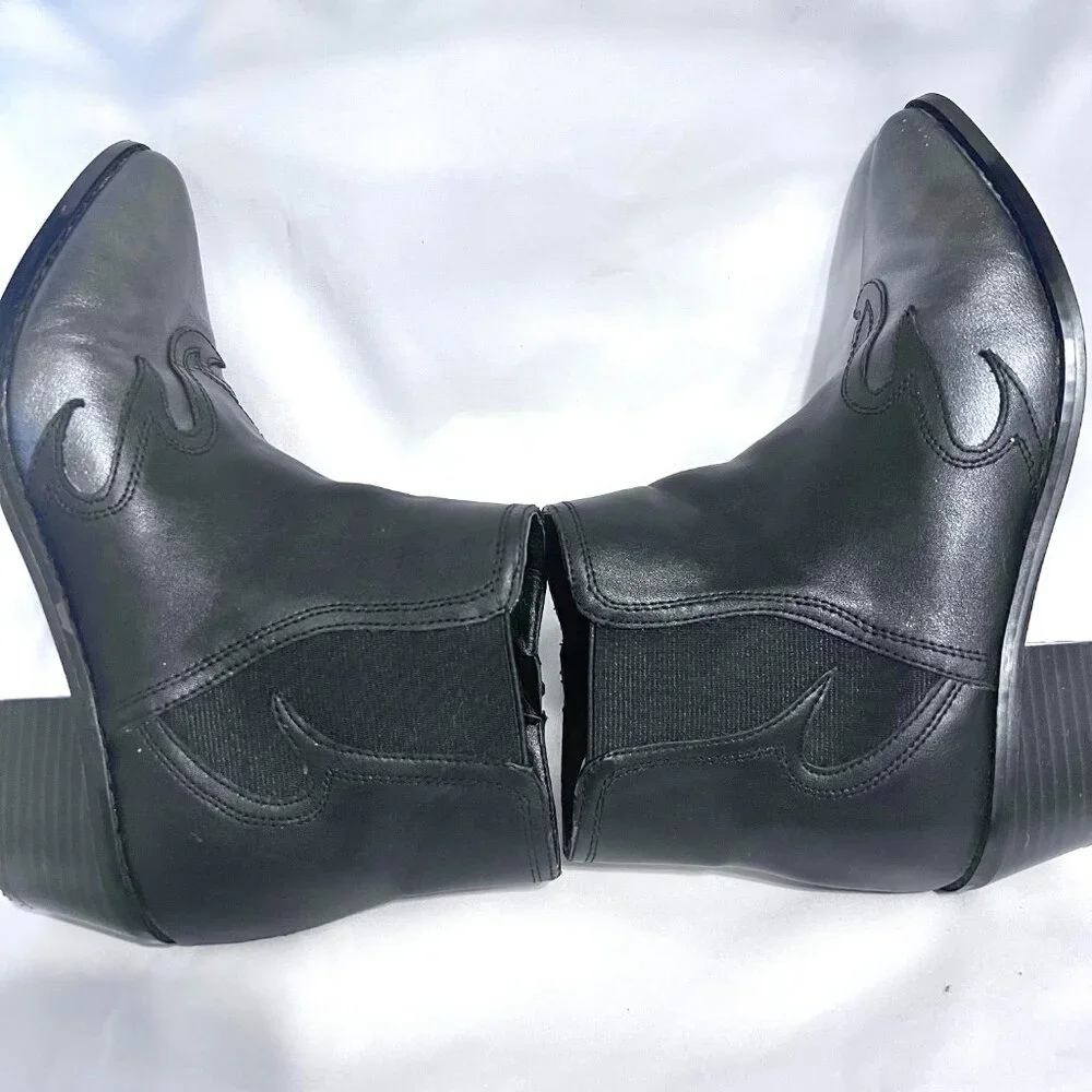BCBG Girls-Girls Sz. 3M Black/Metallic Ankle Western/Cowgirl Boots-Leather-Fire